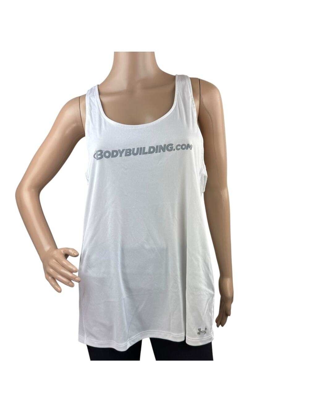 Under Armour Bodybuilding.com Racerback Keyhole Tank Top White Mesh Panel XL